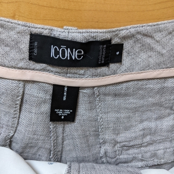 Simons Icone 100% linen heather grey shorts size 6 T2 - Picture 6 of 7